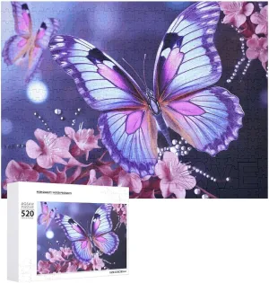 X 15 520 Piece Jigsaw Puzzle - Purple Butterfly roe mold receiver Picture Puzzles for Adults Challenging Puzzle Personalized Wooden Puzzle Photo Puzzle Gifts 20.5" 