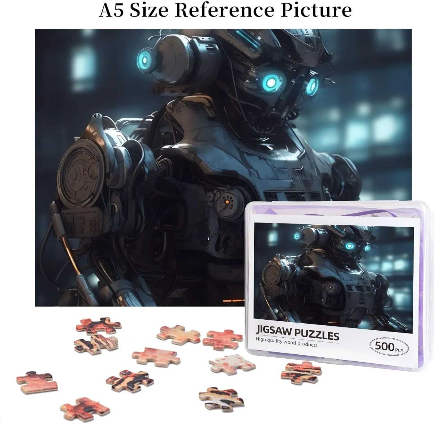 x 15") Future Robot Puzzles 500 Pieces with Storage Bag Personalized Jigsaw Puzzles for Men Women uncrumple Picture Puzzle for Family Challenging Photos Puzzle for Home Decor (20.4" 