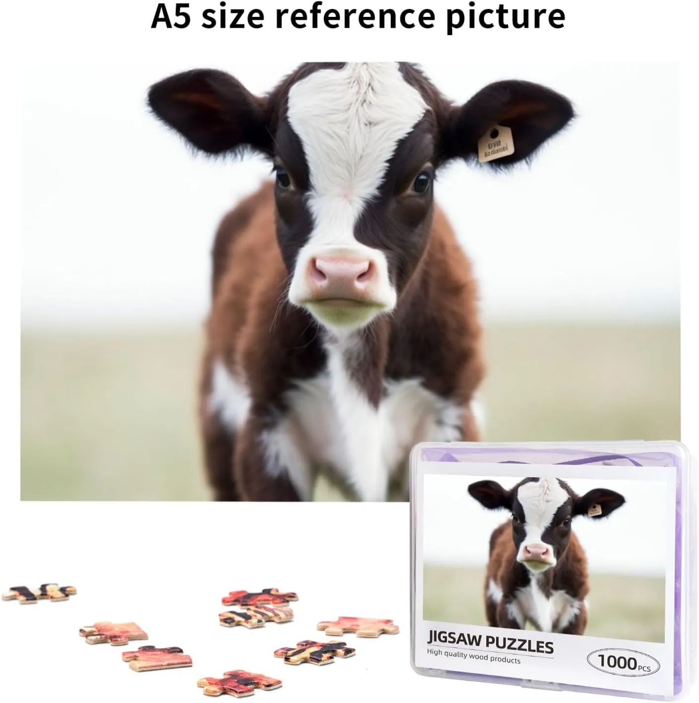 x 19.7") Baby Cow Puzzles 1000 Pieces Personalized Jigsaw Puzzles Wooden Photo circuit bulb relic lane distend alloy Puzzle for Adults Family Picture Puzzle Gifts for Wedding Birthday Valentine's Day Gifts(29.5" 