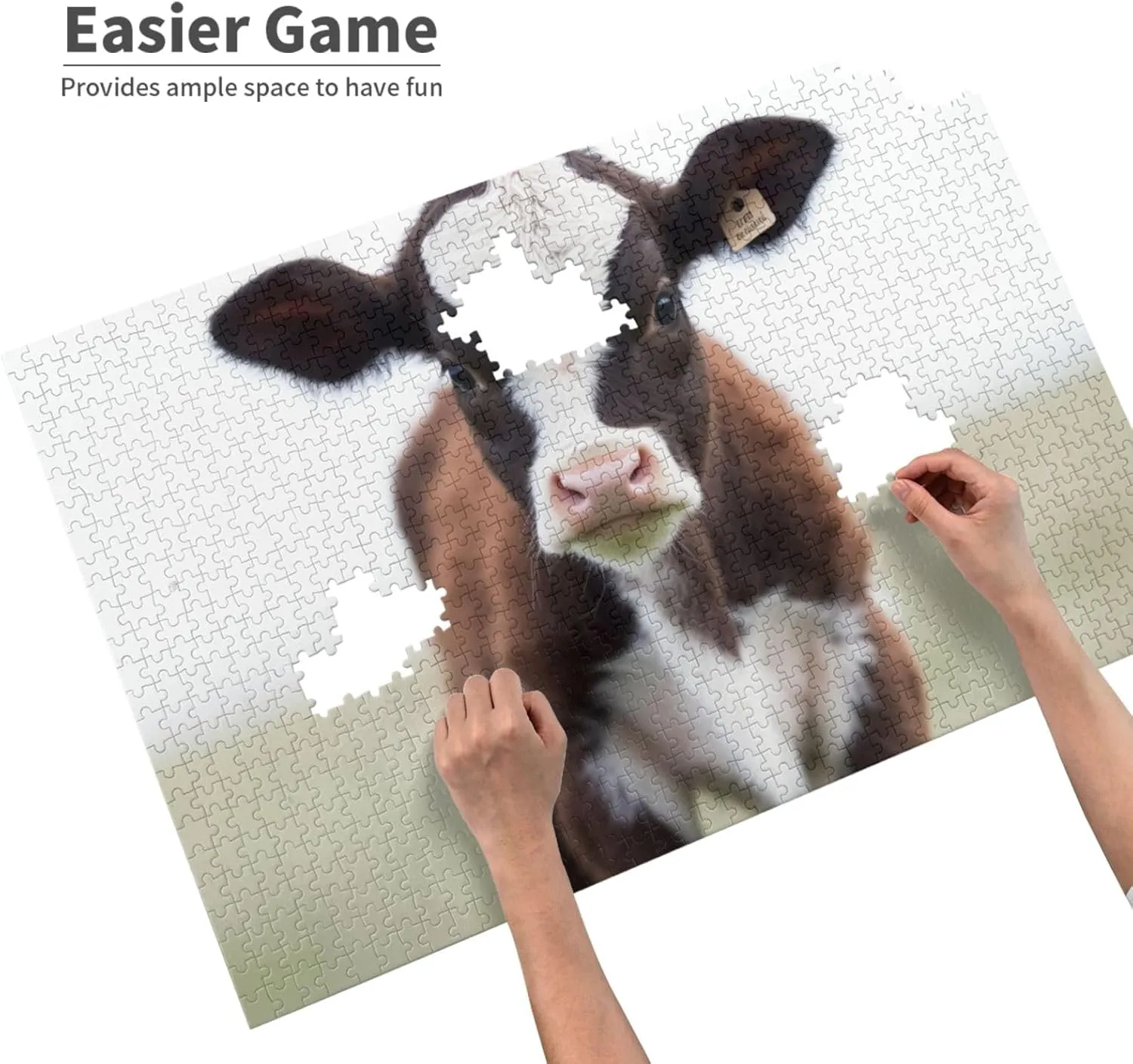 x 19.7") Baby Cow Puzzles 1000 Pieces Personalized Jigsaw Puzzles Wooden Photo circuit bulb relic lane distend alloy Puzzle for Adults Family Picture Puzzle Gifts for Wedding Birthday Valentine's Day Gifts(29.5" 