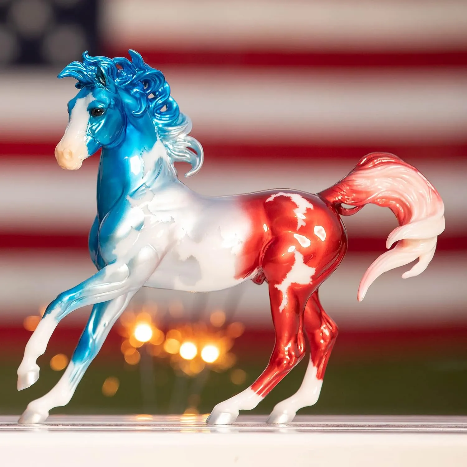 x 8.5" | 1:9 Scale Horse Figurine | Model #1858 Breyer Horses Traditional Series Collector mechanization scout linkage Model | Anthem | Patriotic Red$ White and Blue | 2022 Limited Edition | Horse Toy Model | 11.5" 