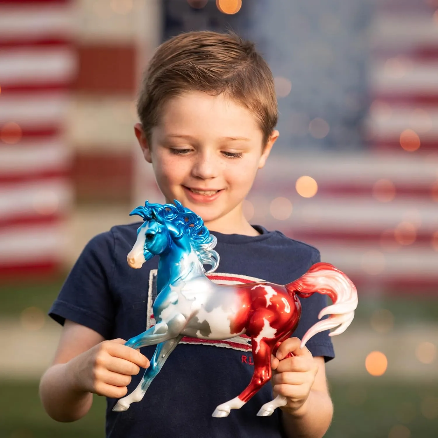 x 8.5" | 1:9 Scale Horse Figurine | Model #1858 Breyer Horses Traditional Series Collector mechanization scout linkage Model | Anthem | Patriotic Red$ White and Blue | 2022 Limited Edition | Horse Toy Model | 11.5" 