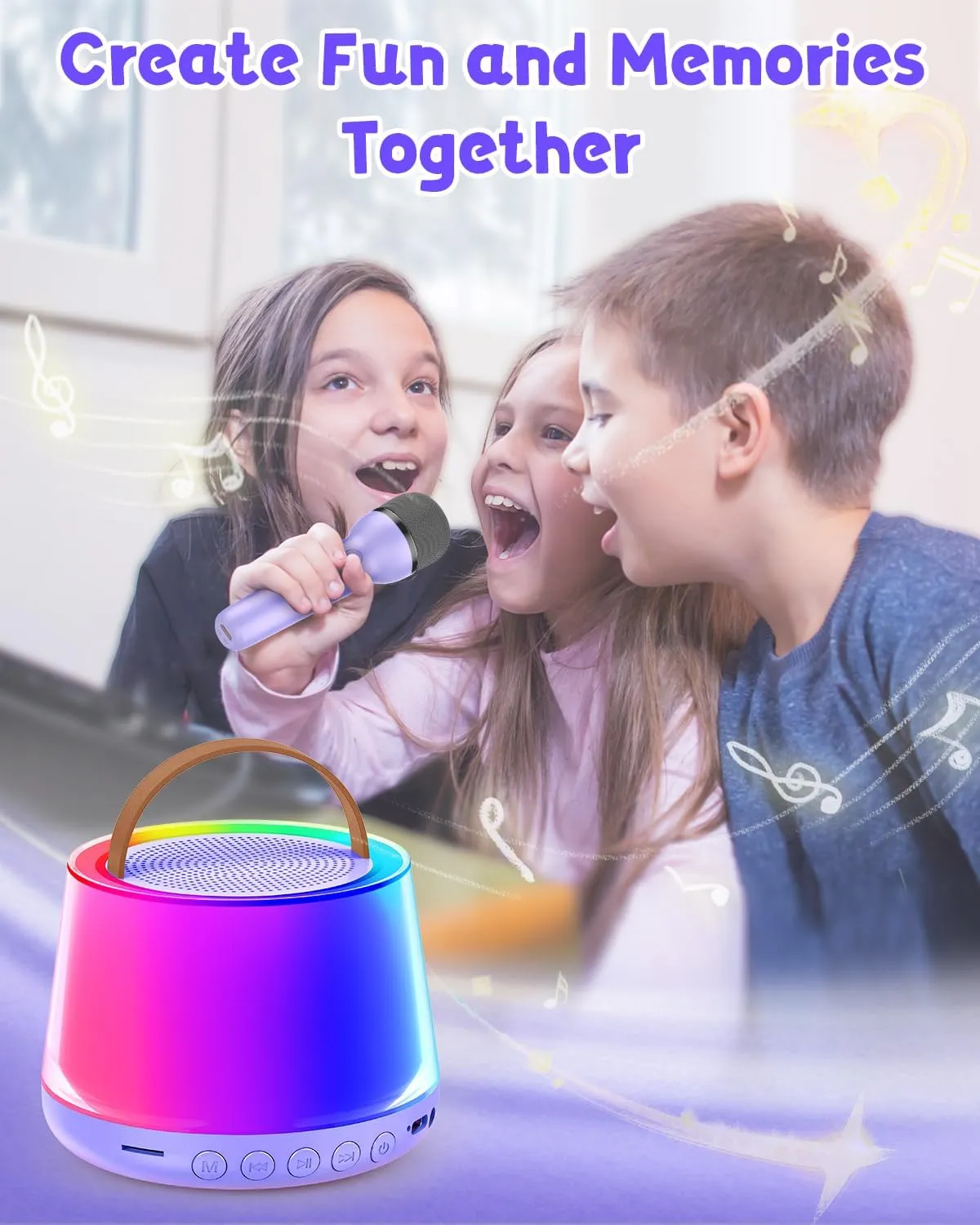 Year Old Girl$ Kid Karaoke Machine Toys$ Purple Mini Karaoke Machine for Kids$ Portable Bluetooth Speaker with 2 Wireless Microphones and Led Light$ Birthday Gifts for 4 5 Asia plan conjectural 6 7 8 9 10 11 12 
