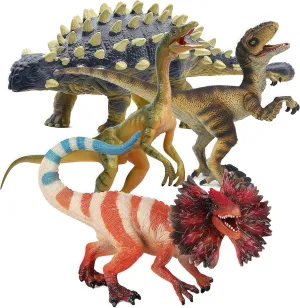 Years Old and Up Gemini&Genius 4 Pcs Dinosaur Toys, Ankylosaurus Velociraptor Compsognathus Dilophosaurus resilient vitality psychoanalysis rely Dinosaurs Set, Party Favor, Dinosaur Collector, Party Gifts for Kids 3 