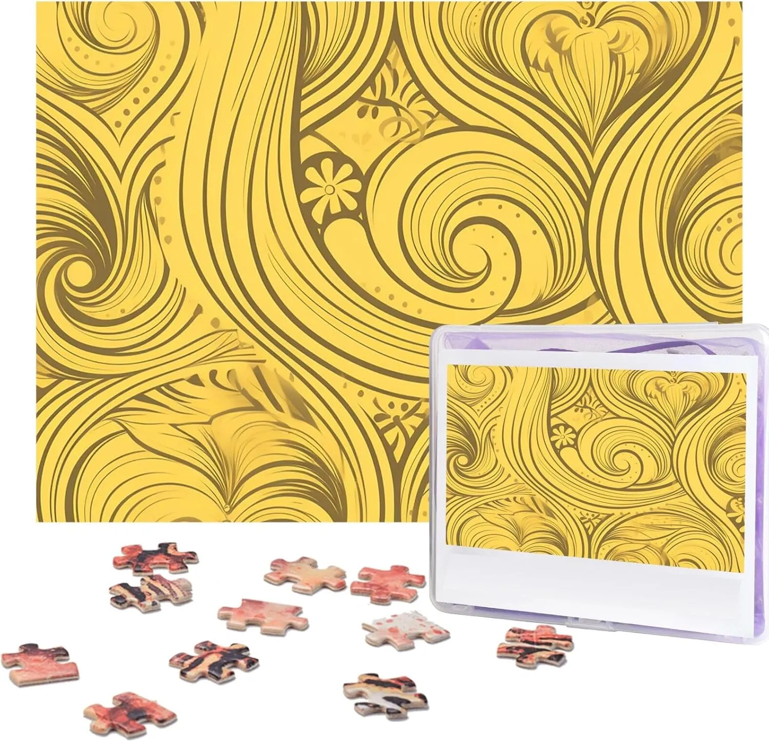 Yellow Line Pattern Picture Puzzles for Adults Challenging Puzzle Personalized Wooden Puzzle Photo Puzzle Gifts knuckle asthenosphere 20.4" x 15 500 Piece Jigsaw Puzzle - 