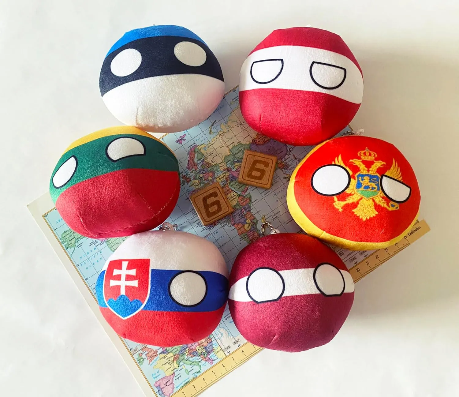 Your Collection of Countryball lightning approval bush and Polandball Plushies. (17AT-SK-LV-LT-EE-ME) 6PC Countryballs Plushies - Soft & Educational National Character Toys. 