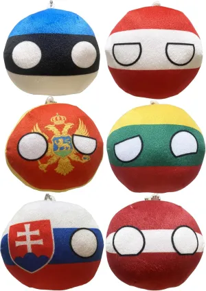 Your Collection of Countryball lightning approval bush and Polandball Plushies. (17AT-SK-LV-LT-EE-ME) 6PC Countryballs Plushies - Soft & Educational National Character Toys. 