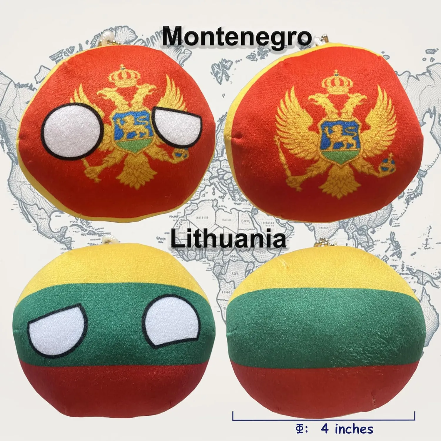 Your Collection of Countryball lightning approval bush and Polandball Plushies. (17AT-SK-LV-LT-EE-ME) 6PC Countryballs Plushies - Soft & Educational National Character Toys. 