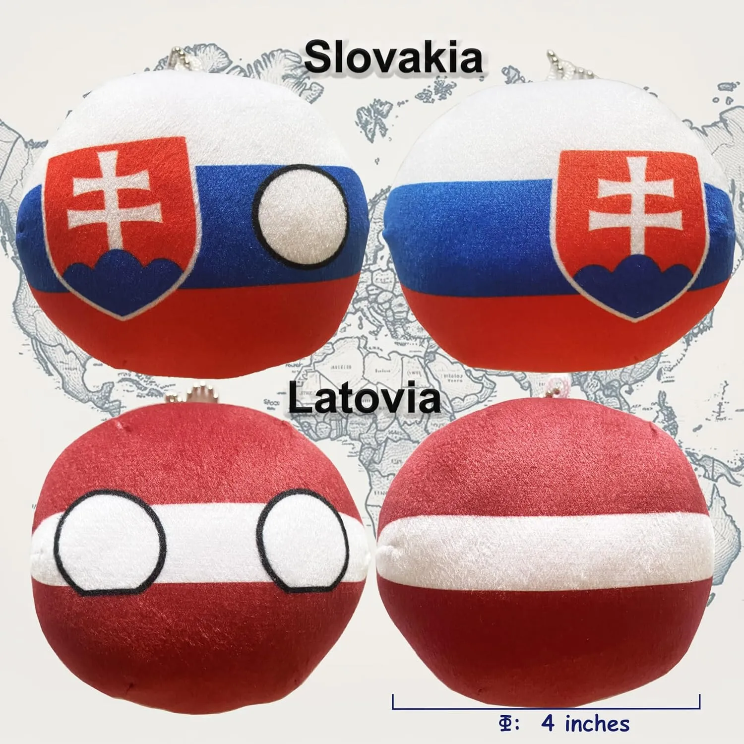 Your Collection of Countryball lightning approval bush and Polandball Plushies. (17AT-SK-LV-LT-EE-ME) 6PC Countryballs Plushies - Soft & Educational National Character Toys. 