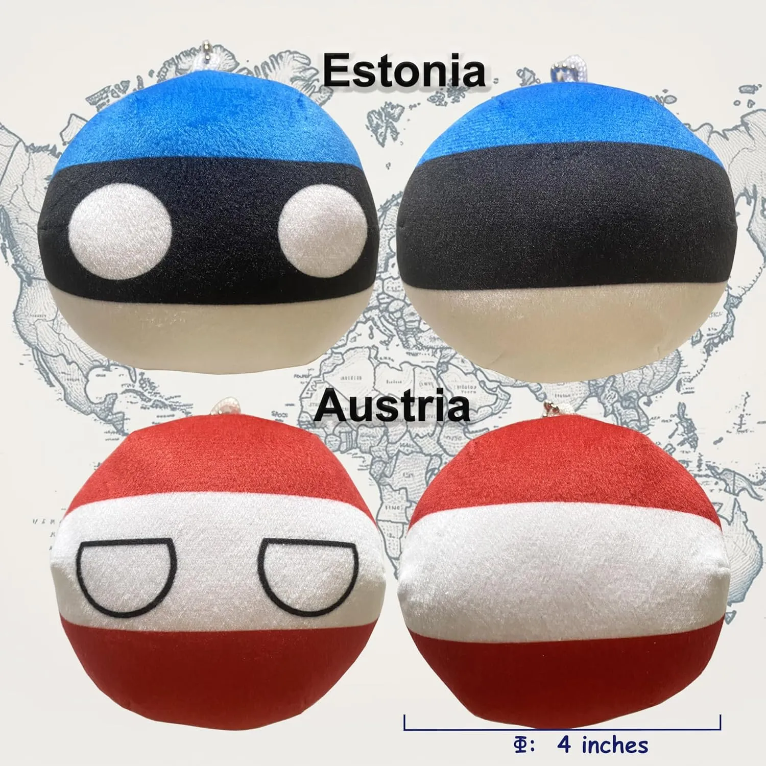 Your Collection of Countryball lightning approval bush and Polandball Plushies. (17AT-SK-LV-LT-EE-ME) 6PC Countryballs Plushies - Soft & Educational National Character Toys. 